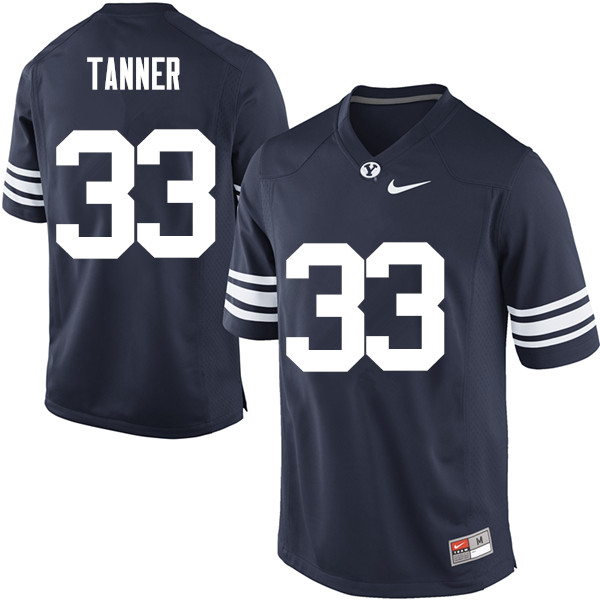 Men #33 Beau Tanner BYU Cougars College Football Jerseys Sale-Navy